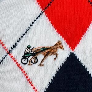 Vintage Classic Lady LaMode LPGA red/white/blue argyle long sleeve sweater.